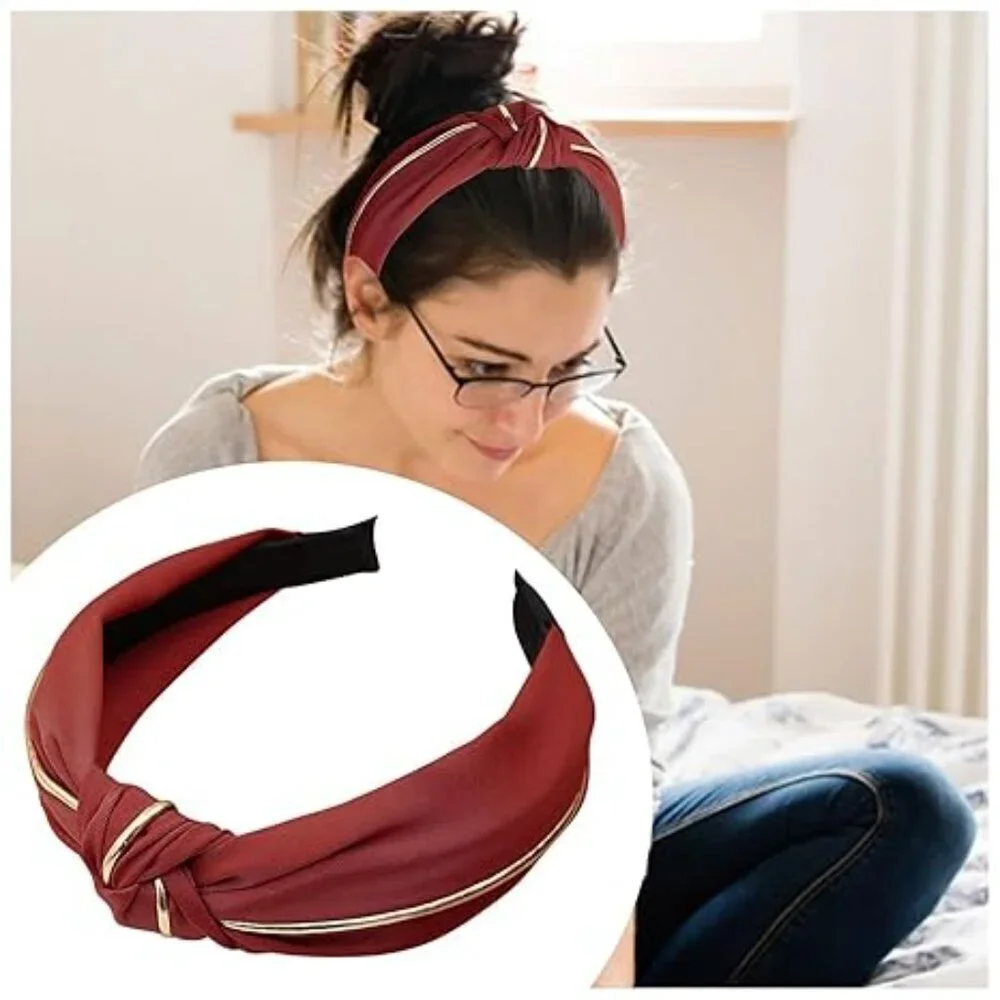 NWOT Blair Top Knot Gold Piped Red Headband